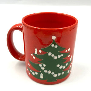 Vintage Christmas Holiday Coffee Mug Cup Waechtersbach Germany Decorated Tree